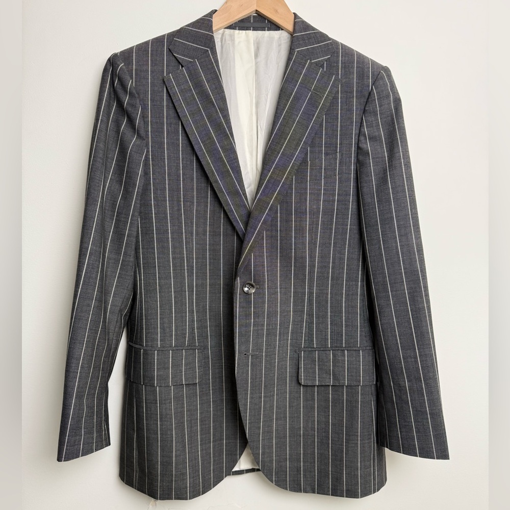 SuitSupply gray pinstripe wool 2pc suit - vitale barberis canonico eu 48/ us 38 - Picture 2 of 11